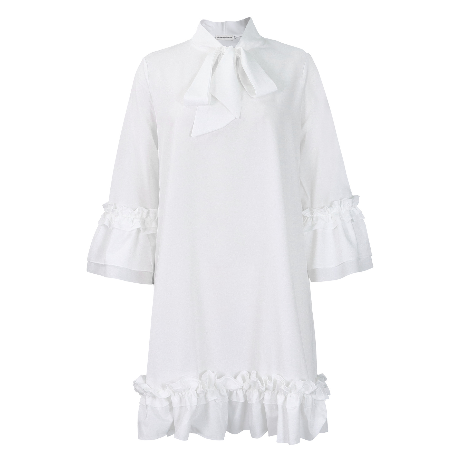 Plus Size Casual Dress Ruffled Sleeve Tie Waist Solid Color Comfortable Everyday Wear Wholesale Available