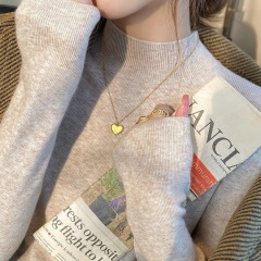 秋冬の女性用ハーフタートルネックセーター、ボトリングシャツ、スリムセーター、新しいスタイル、高級、外国風トップス、多用途、新しいスタイル