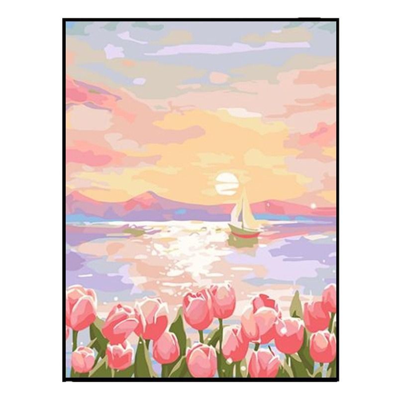 Pintura al óleo digital DIY paisaje floral pintada a mano pintada al óleo pintada decoración de la sala de estar pintada colgante de alta calidad pintura descomprimida image 49