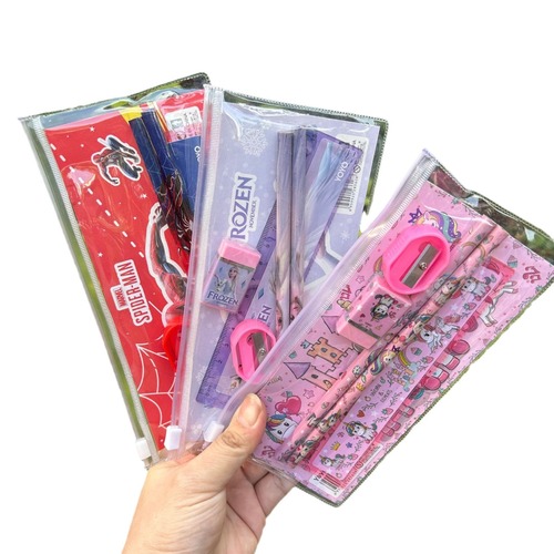 8016 Children's Day mini stationery gift box set student small gift pencil doll set pencil bag pvc nine-piece set