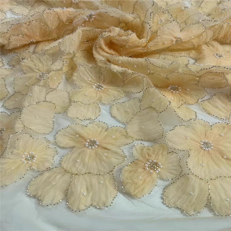 Fábrica directa de perlas bordadas de placas de paleta de perlas bordadas tela de moda vestido de cinturón tela