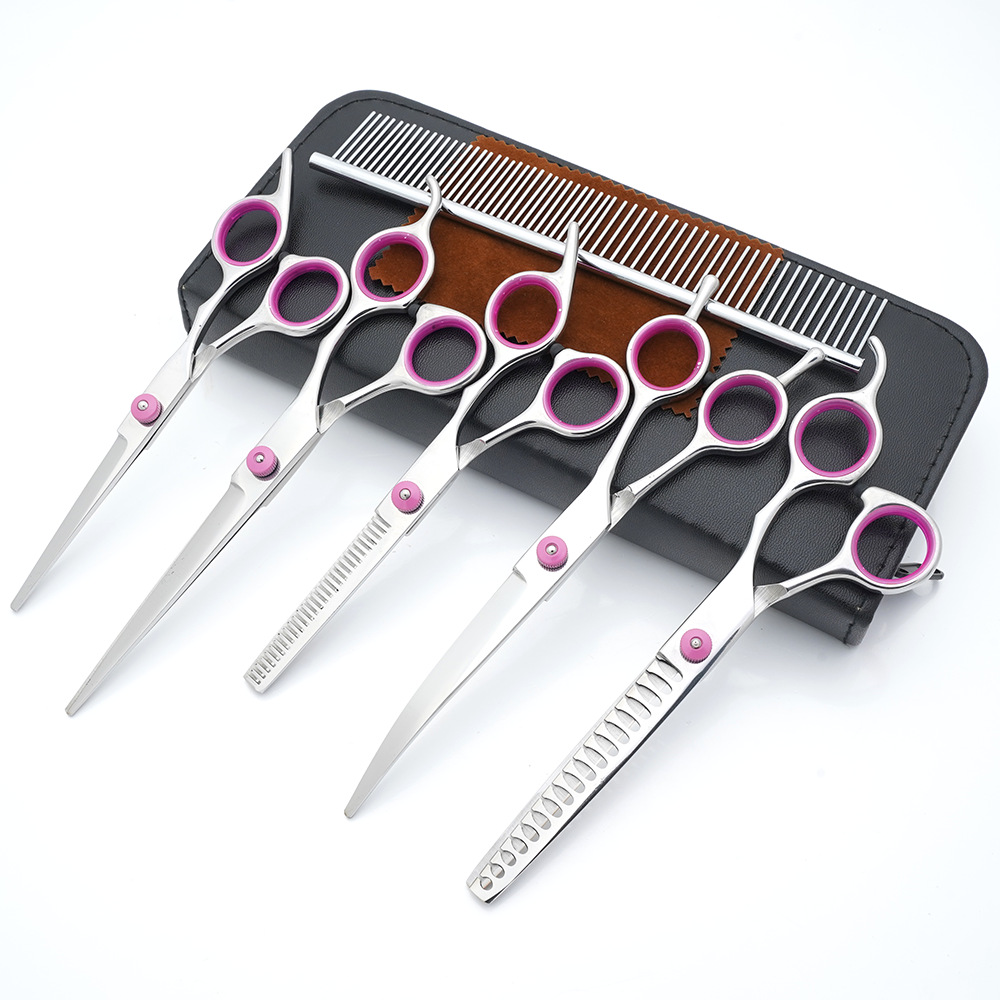 Tijeras para mascotas, tijeras de corte de pelo para perros, tijeras de dientes delgadas profesionales, tijeras de corte de pelo, tijeras de pelaje, juego de herramientas de limpieza