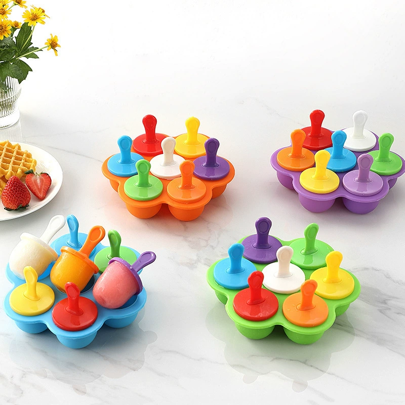 Кросс-бортовой ходовой семь отверстий силиконовая модель эским popsicle DIY домашний ледяной формIce модель ледяной сетки ледяной лоток