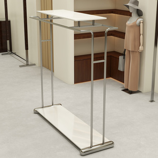 Clothing Store Stainless Steel Island Display Rack Double Row Parallel Bars with Wheels Women's Clothing Store Special Floor-Standing Clothes Rack