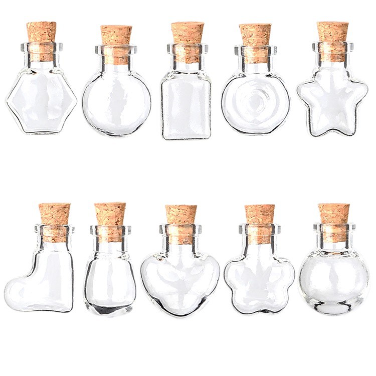 Transfronterizo exclusivo mini botella especial en forma de corcho deseando botella de vidrio transparente colgante pequeña botella de forma DIY