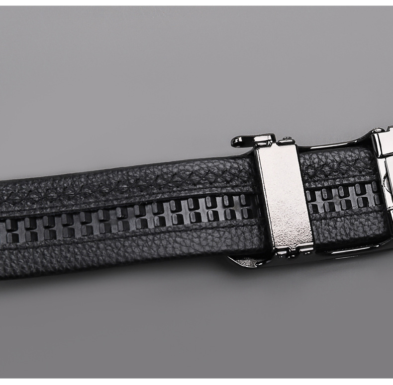 Cintura da uomo in pura pelle di vacchetta con fibbia automatica in pelle da uomo_voghion.com