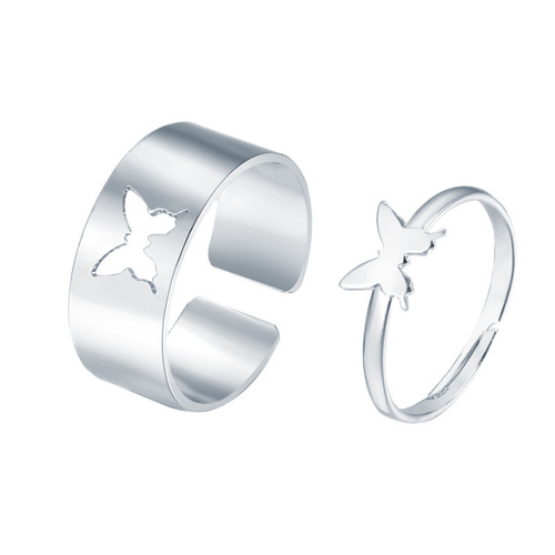 New open pair ring best-selling set 2-piece set creative personalized butterfly punk couple ring wholesale ring