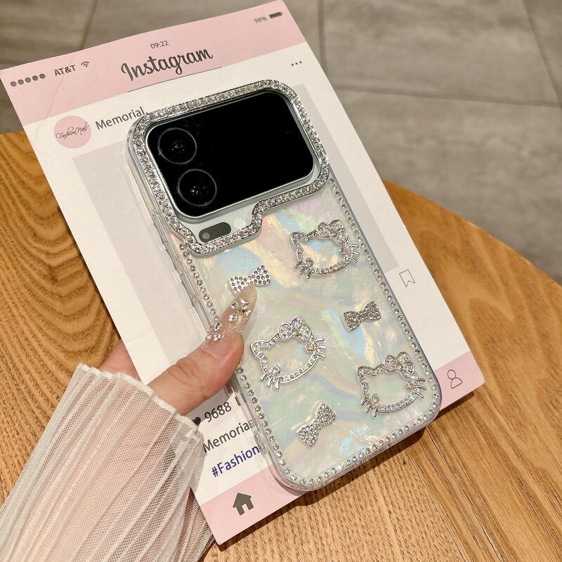 Suitable for Xiaomi 17Promax Edge Drill Cartoon Cat Butterfly Mobile Phone Case Xm17 Diamond Shell Heart Swan Anti-Fall Hard Case