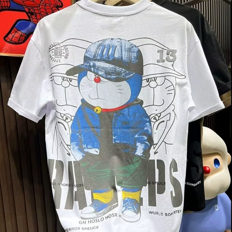 Футболка с короткими рукавами мужская летняя приливная бренд ins свободные мужские мультипликационные топы с принтом