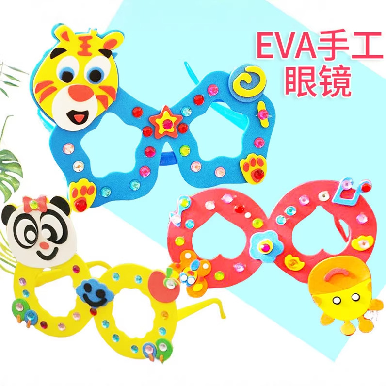 EVA gafas de diamante cumpleaños DIY estereoscópico pegado a mano para hacer juguetes para niños de jardín de infantes ideas al por mayor