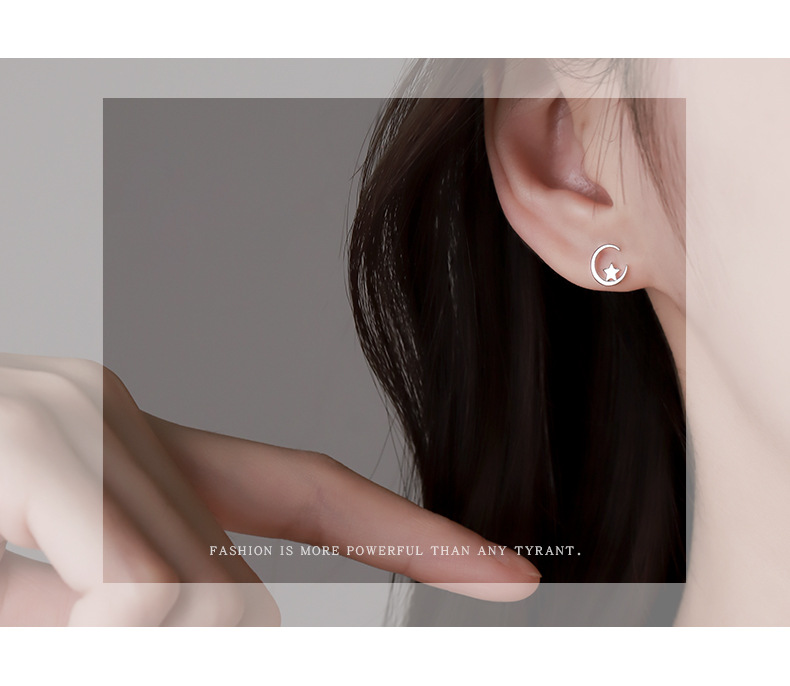 Fashion Star Moon Copper Plating Ear Studs 1 Pair