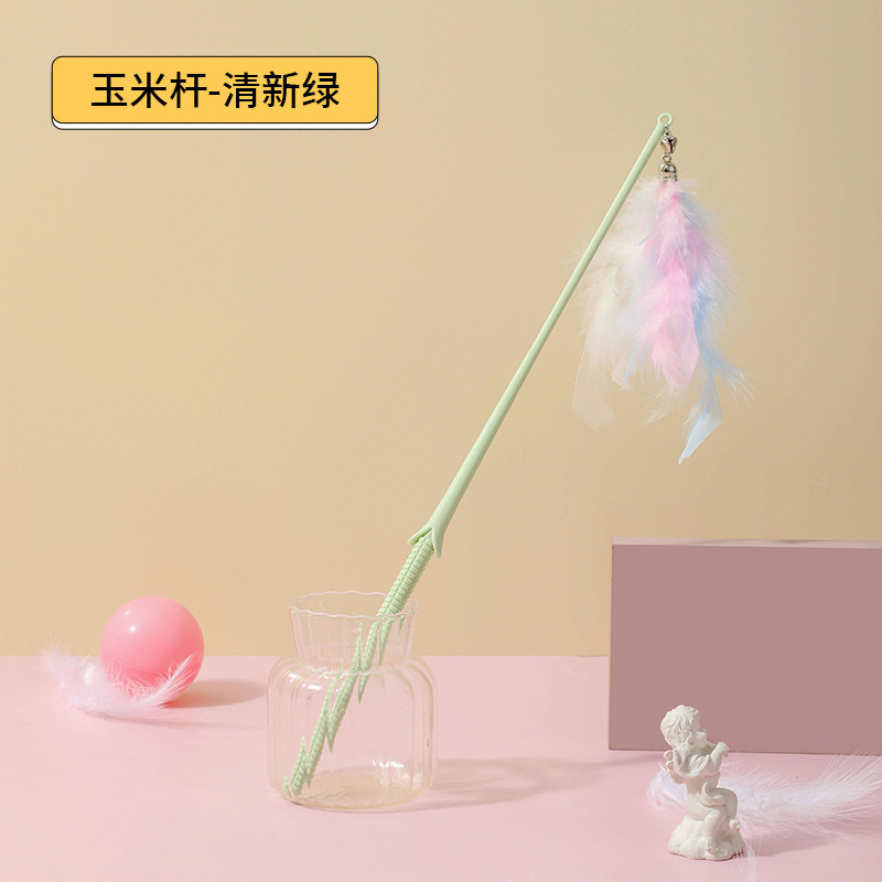 彩色羽毛逗猫杆猫玩具仙人掌手柄耐用逗猫神器仙女逗猫棒宠物玩具|undefined