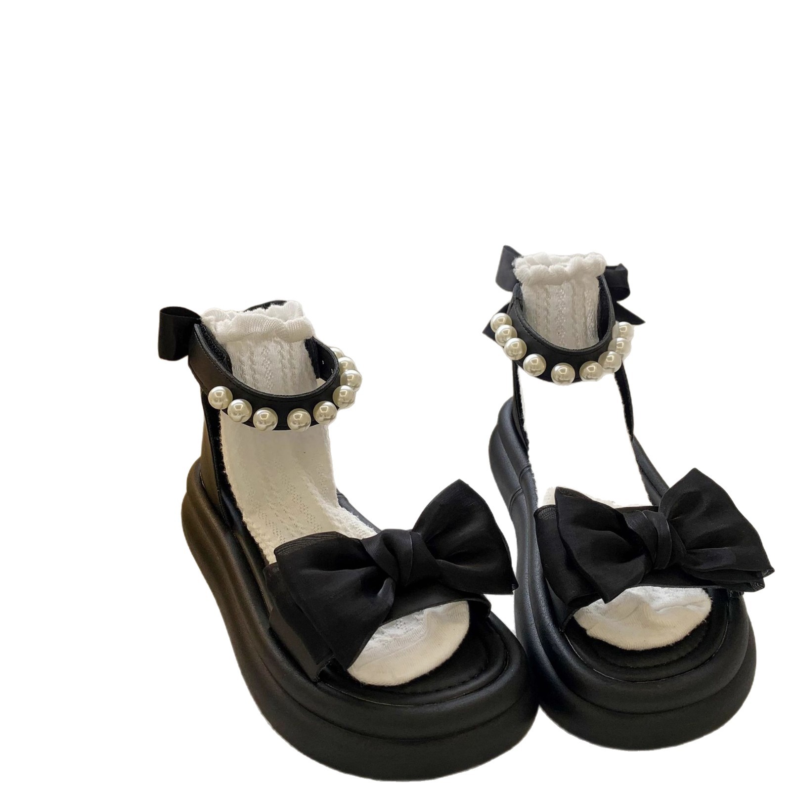Sandalias para niñas Zapatos de princesa con lazo de perlas 2025 verano nuevos zapatos de playa para niños sandalias de fondo suave para niñas marea image 6