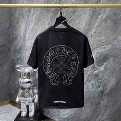 クロスボーダー 2025 夏の新スタイル CH Crow 馬蹄クロスホットダイヤモンド半袖 T シャツ男性と女性の卸売