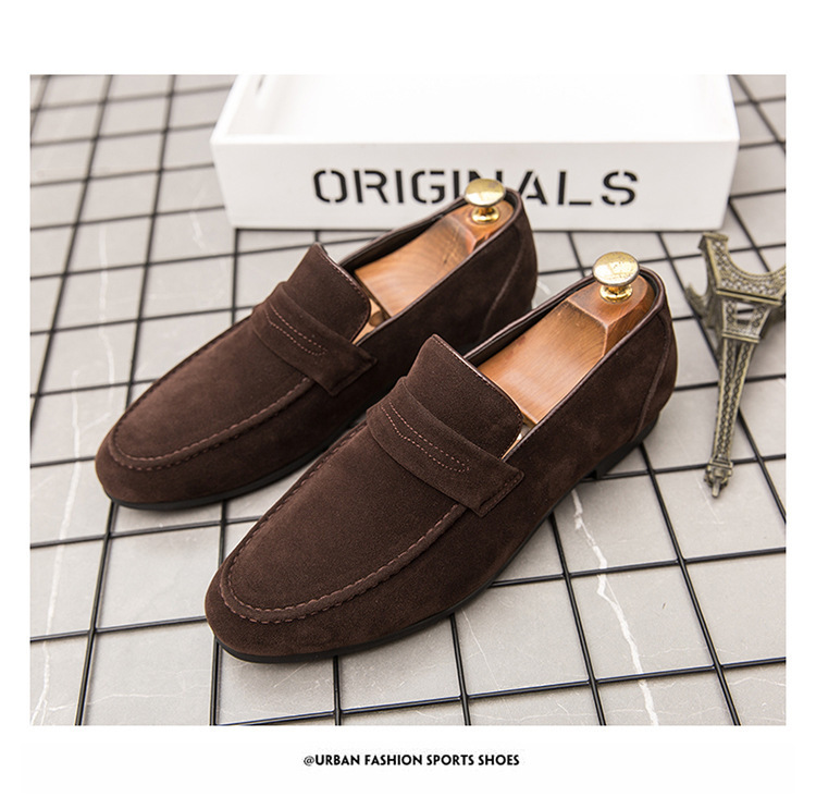 Large Size Men's Lazy Leather Shoes British Style Casual Daily Loafers Simple Suede Slip-on Fashionable Shoes_vogvips.com