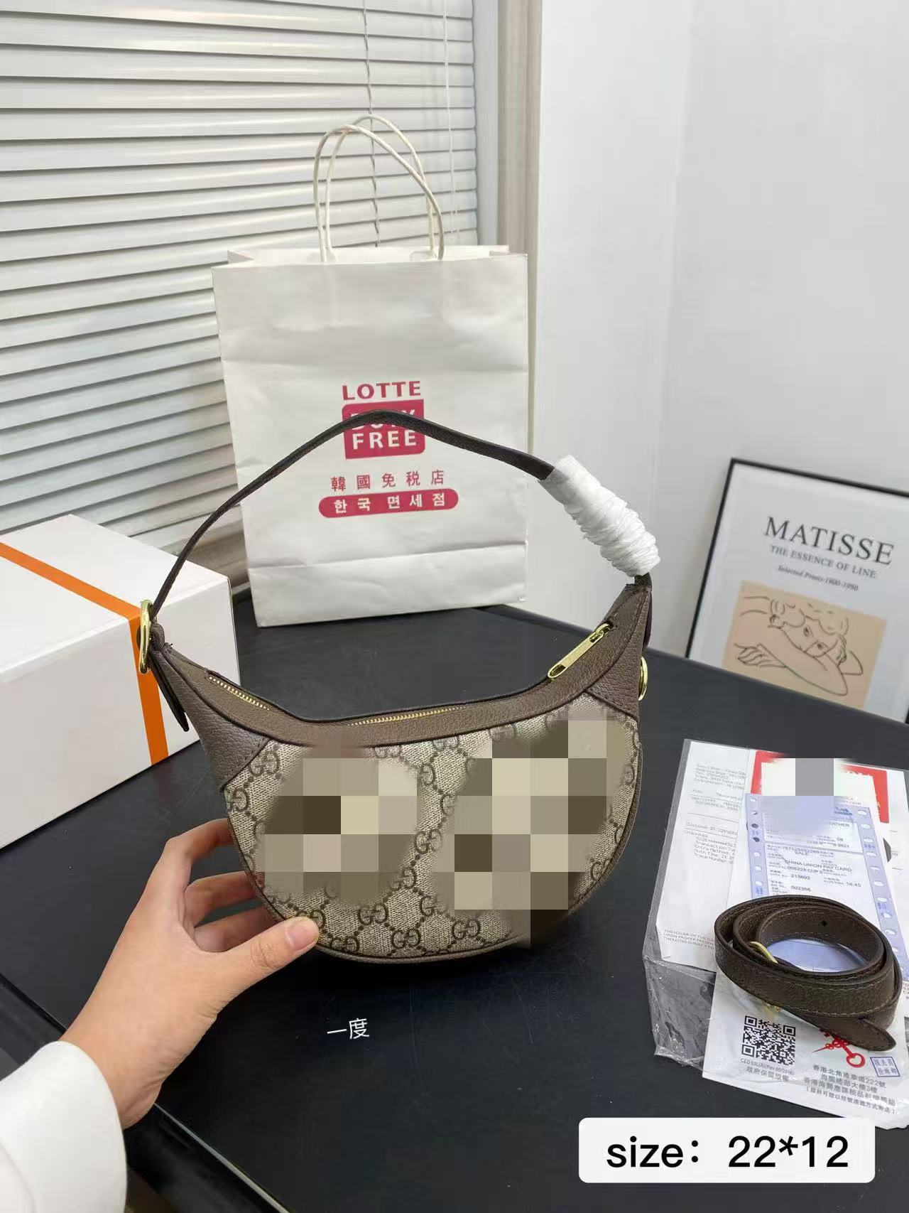 Cross-Border Supply 2025 New Ophidia Mini Croissant Bag Genuine Leather Handbag Women's Armpit Bag with Logo