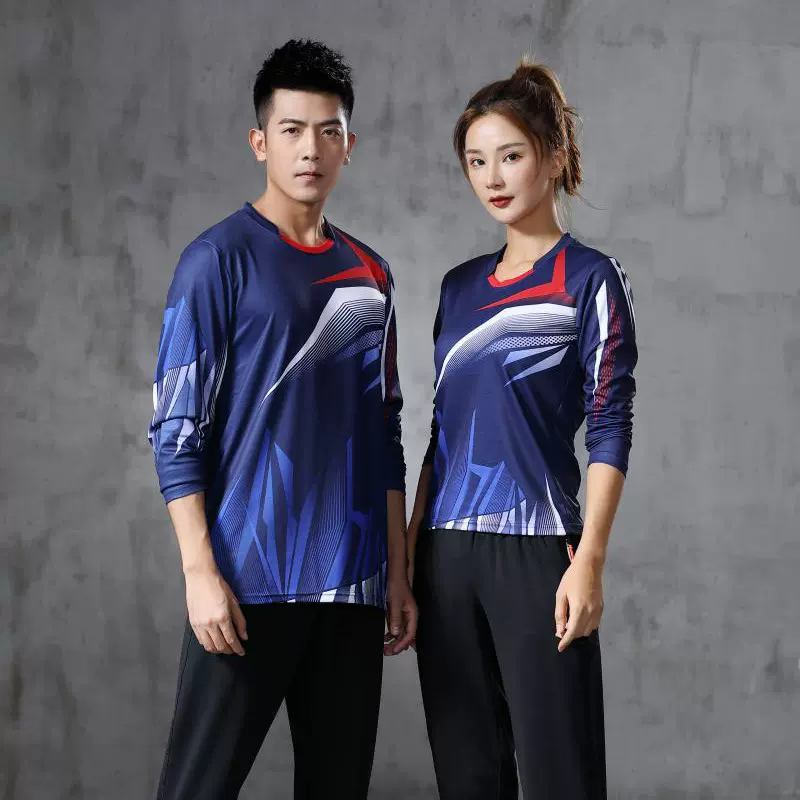 羽毛球服网球秋冬季速干长袖上衣健身衣服乒乓球服服装厂加工生产