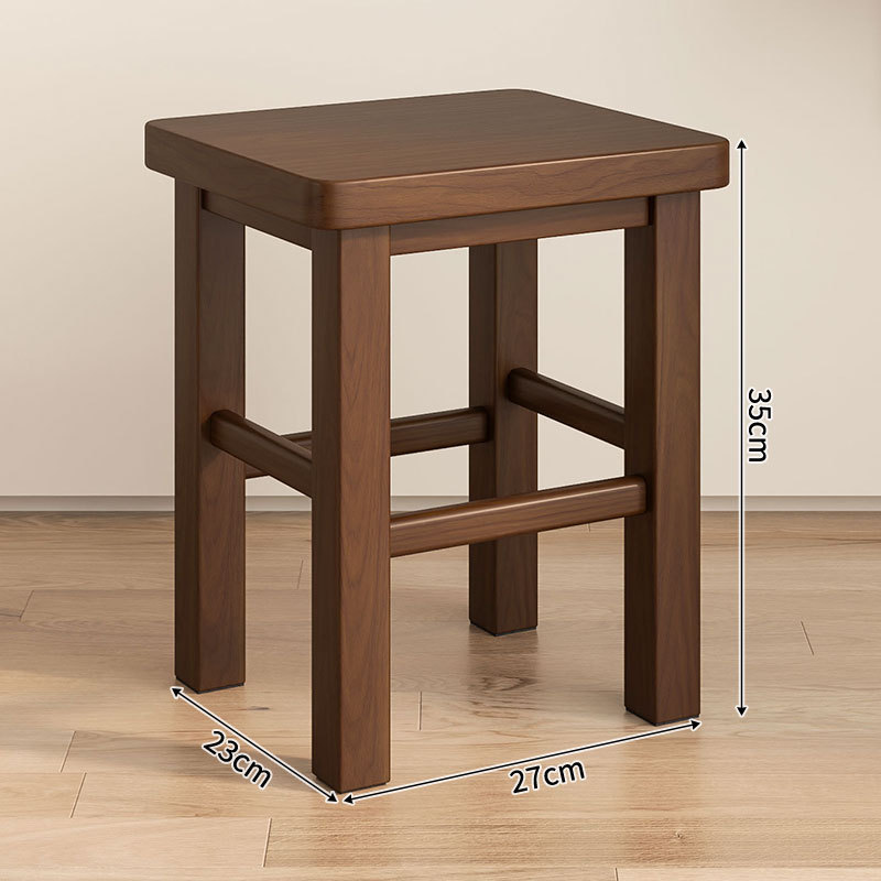 [imported rubber wood, thickened stool surface] walnut color 35cm high - no cracking