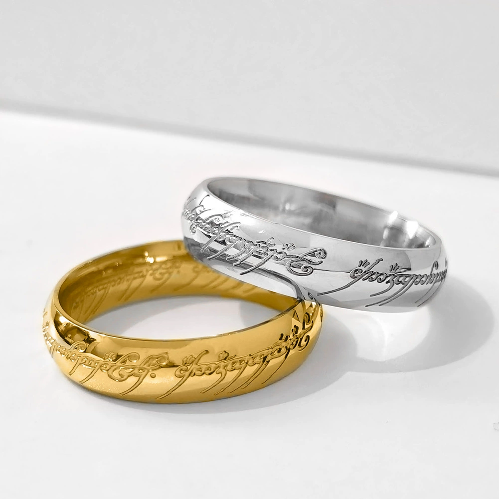 Tiktok живое популярное Кольцо Король Волшебный палец 6 мм волшебное кольцо резьба вакуумное Гальваническое не выцветающее парное кольцо из титановой стали