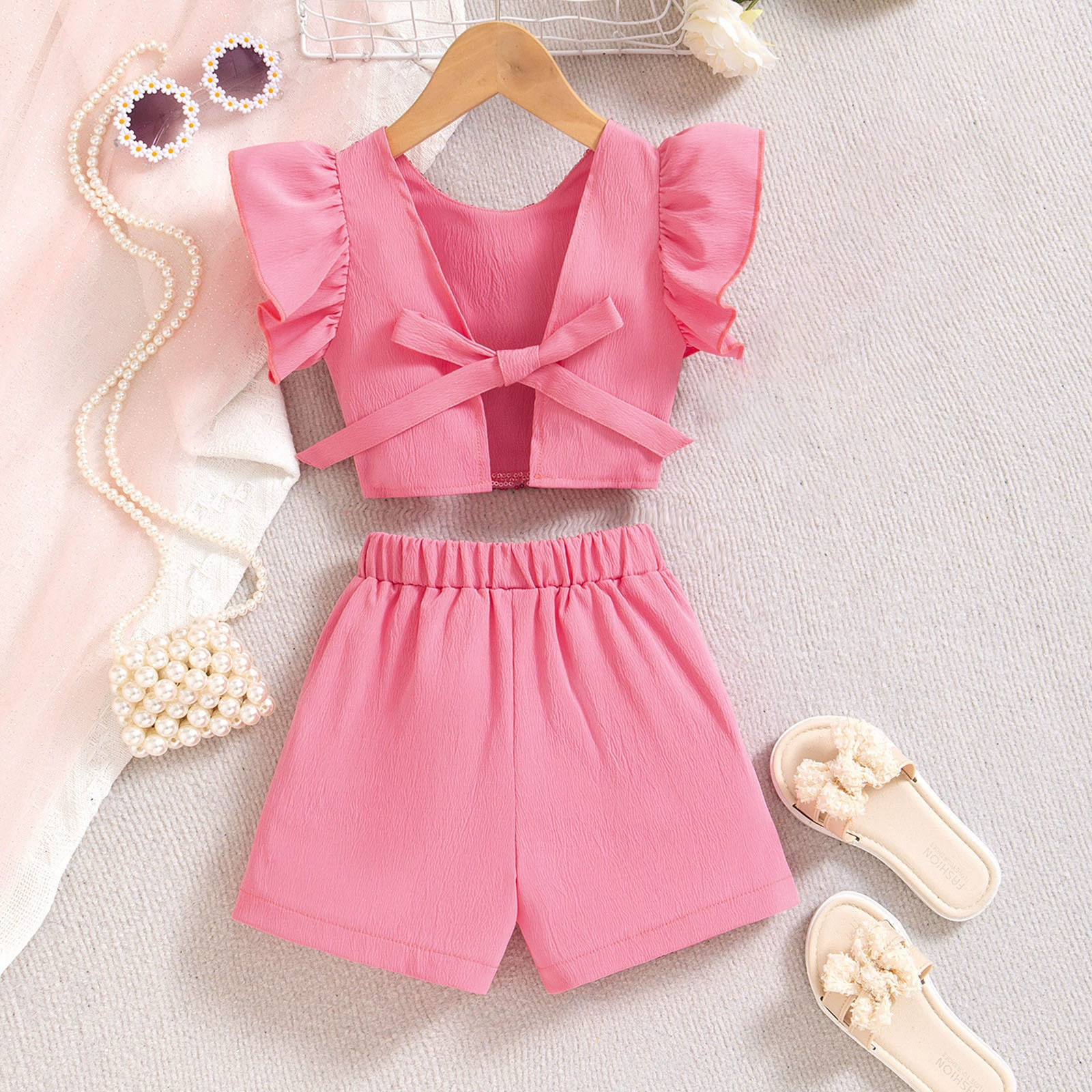 Summer set, nail sequins, T-shirt, trousers, European style, backless, wholesale