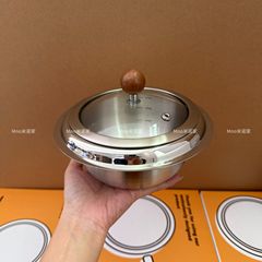 米诺家一人小食锅304不锈钢奶锅无涂层宝宝辅食锅家用带盖