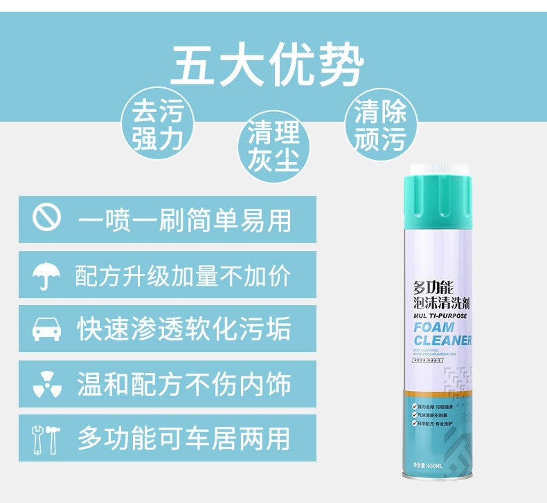 Multi-Functional Car Interior Cleaner, Powerful Stain Remover, Multi-Purpose Beauty Care Foam Cleaner
