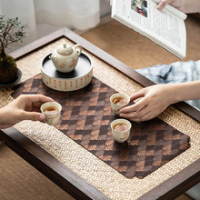 中式锦缎小茶席方形布艺复古干泡桌旗杯垫棉麻茶垫禅意防水茶布垫