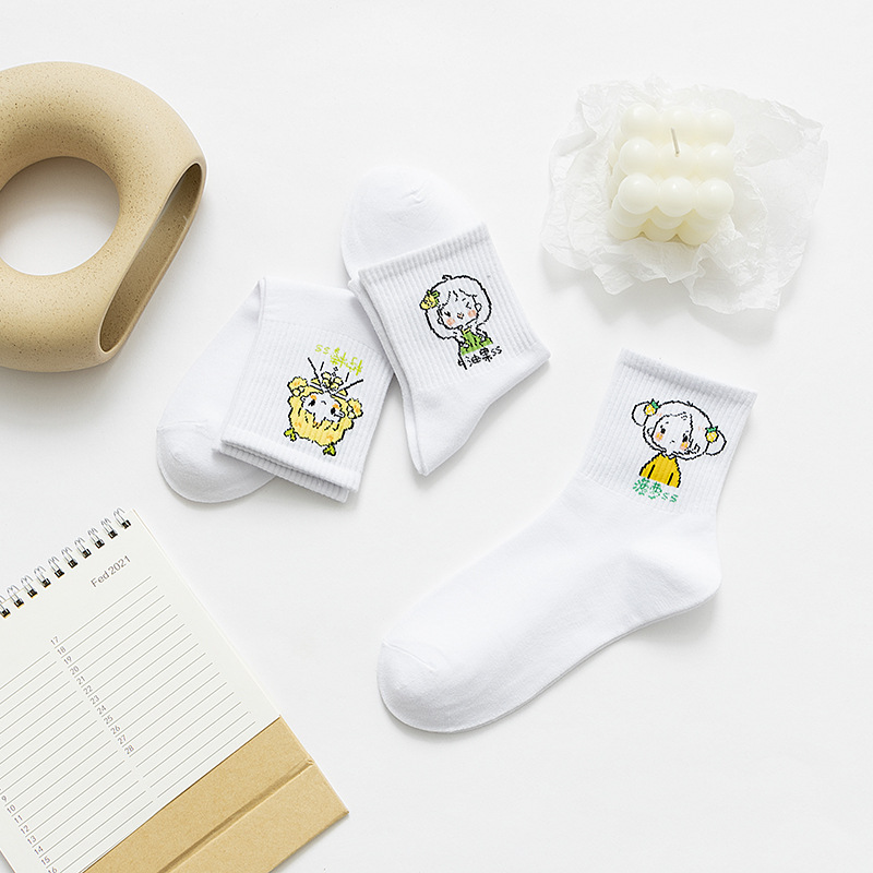 women s combed cotton cartoon socks 6 pairs NSASW74724