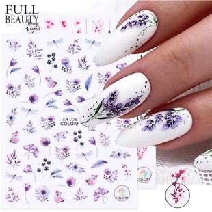 Cross-border New Nail Art Stickers ins Spring and Summer Colorful Flowers Girls Fresh Natural Pink Flower Nail Stickers