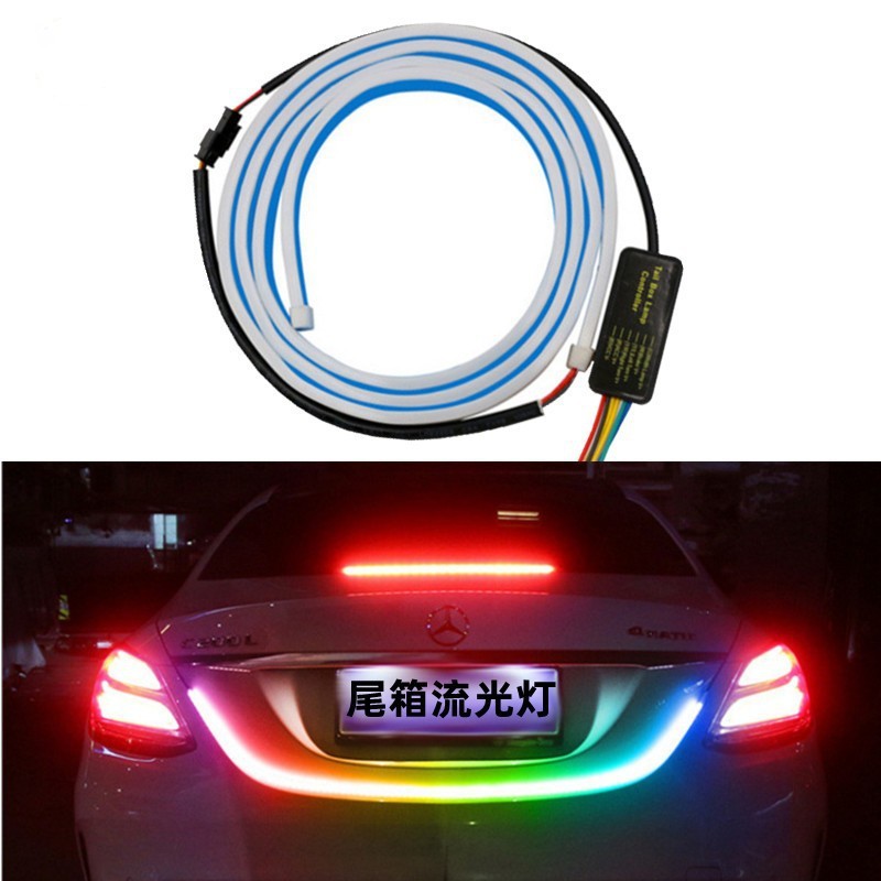 Colorful Rear Trunk Light Strip Car Led Marquee Streamer Colorful Light Anti-Rear Collision Warning Light Strip 1.35m