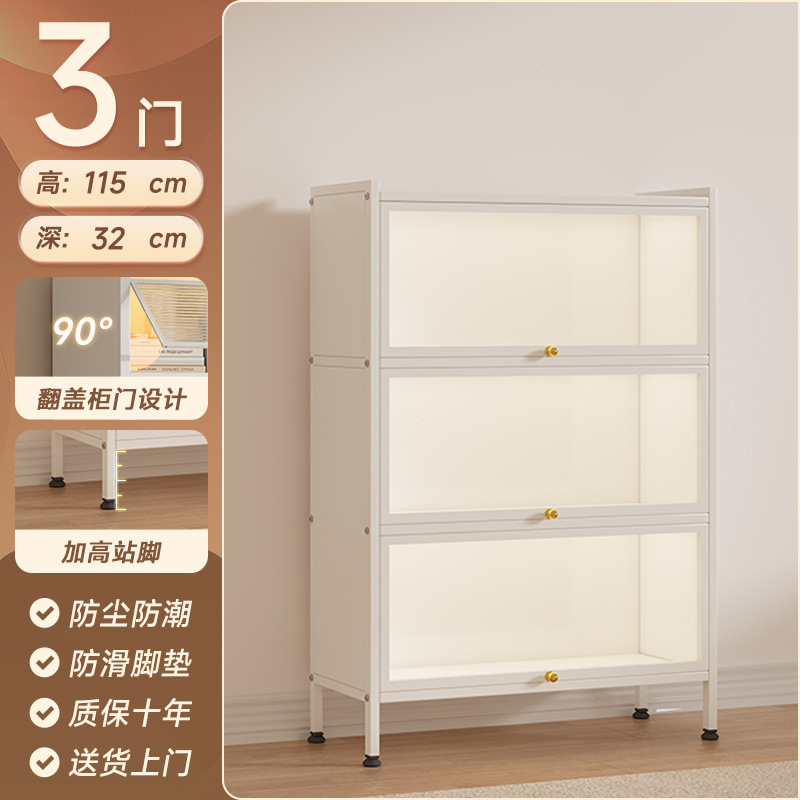 透明玻璃防尘书柜带门书架铁皮物品收纳架手办模型展示柜一体靠墙|undefined
