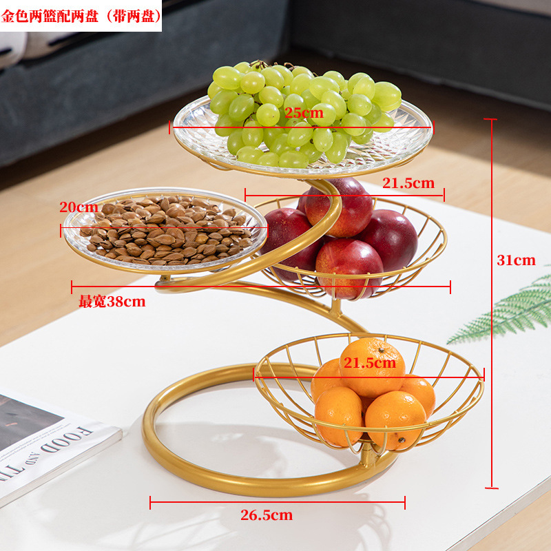 Plato de frutas de hierro forjado gancho de plátano sala de estar casera canasta de frutas de lujo ligera mesa de comedor dulces bocadillos plato