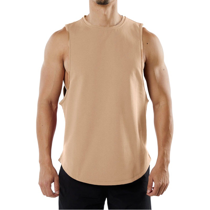 New European and American Solid Color Sports Casual Large Size Vest Men's Exercise Breathable Split Sleeveless Basketball Vest Summer
