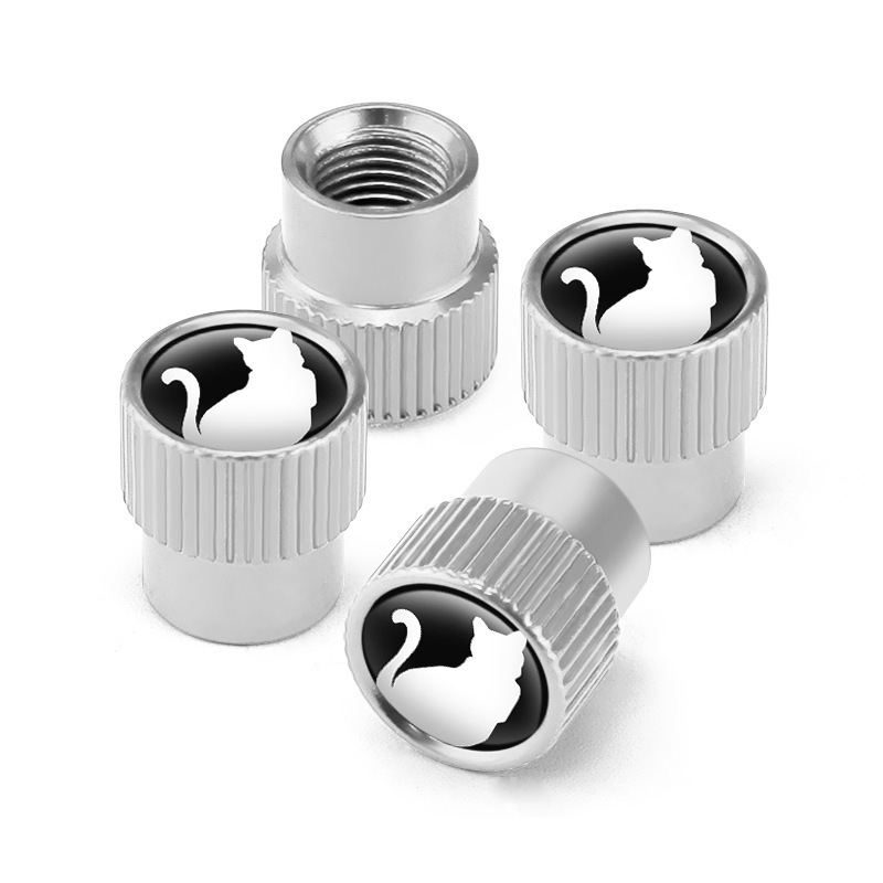 Kitten car valve cap aluminum alloy universal tire valve cap durable rust-proof air leakage 4 Pack