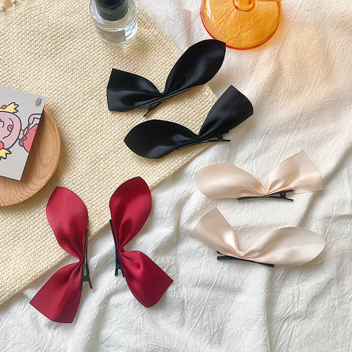 Black half-piece bow hairpin headdress Japanese internet celebrity super fairy girl pair clip side clip hair accessories clip hairpin