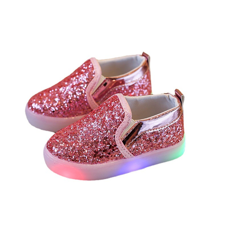 2021 otoño nueva luz en niños y niñas zapatos de lentejuelas luminosas zapatos de comercio exterior LED flash estilo coreano zapatos para niños