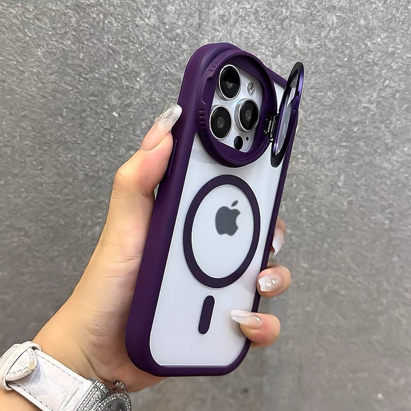 Apple 17 携帯電話ケース iPhone16promax レンズフィルムスタンド付きフリップカバー 透明 磁気吸着 落下防止 シンプル|undefined