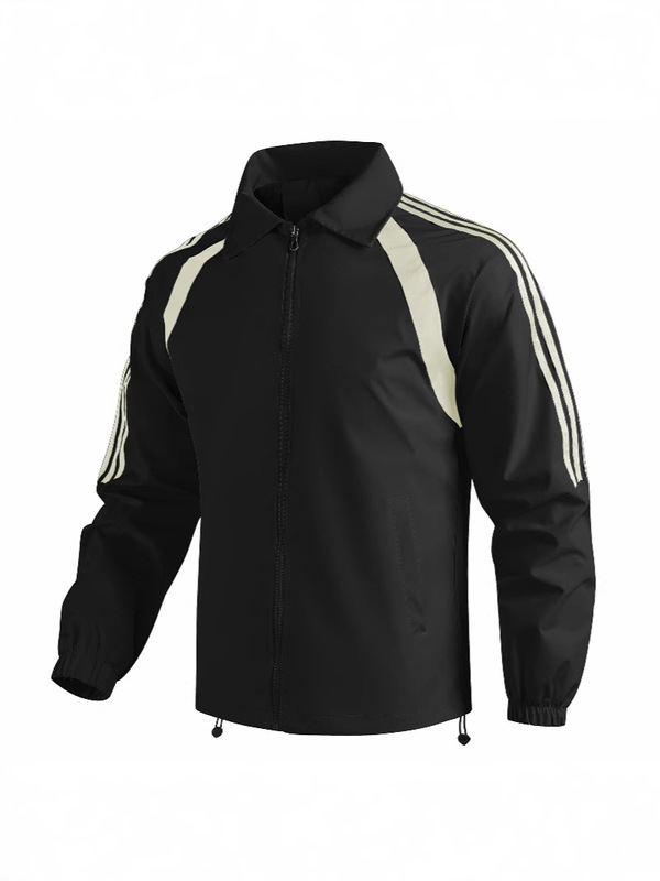2024 Autumn and Winter Cross-border European Code Color-matching Ribbon Striped Sports Casual Men's Jacket Coat 2024 Autumn and Winter Cross-border European Code Color-matching Ribbon Striped Sports Casual Men's Jacket Coat