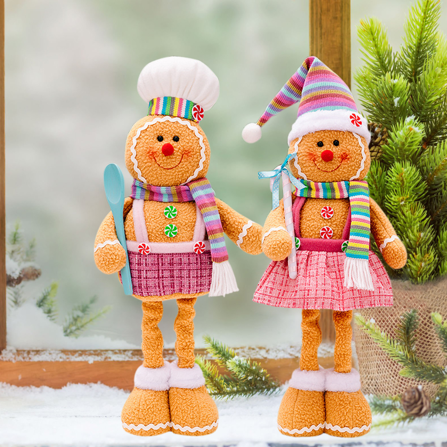 Navidad Gingerbread muñeca decoración retráctil muñeca Gingerbread muñeca galletas de color decoración de ventanas