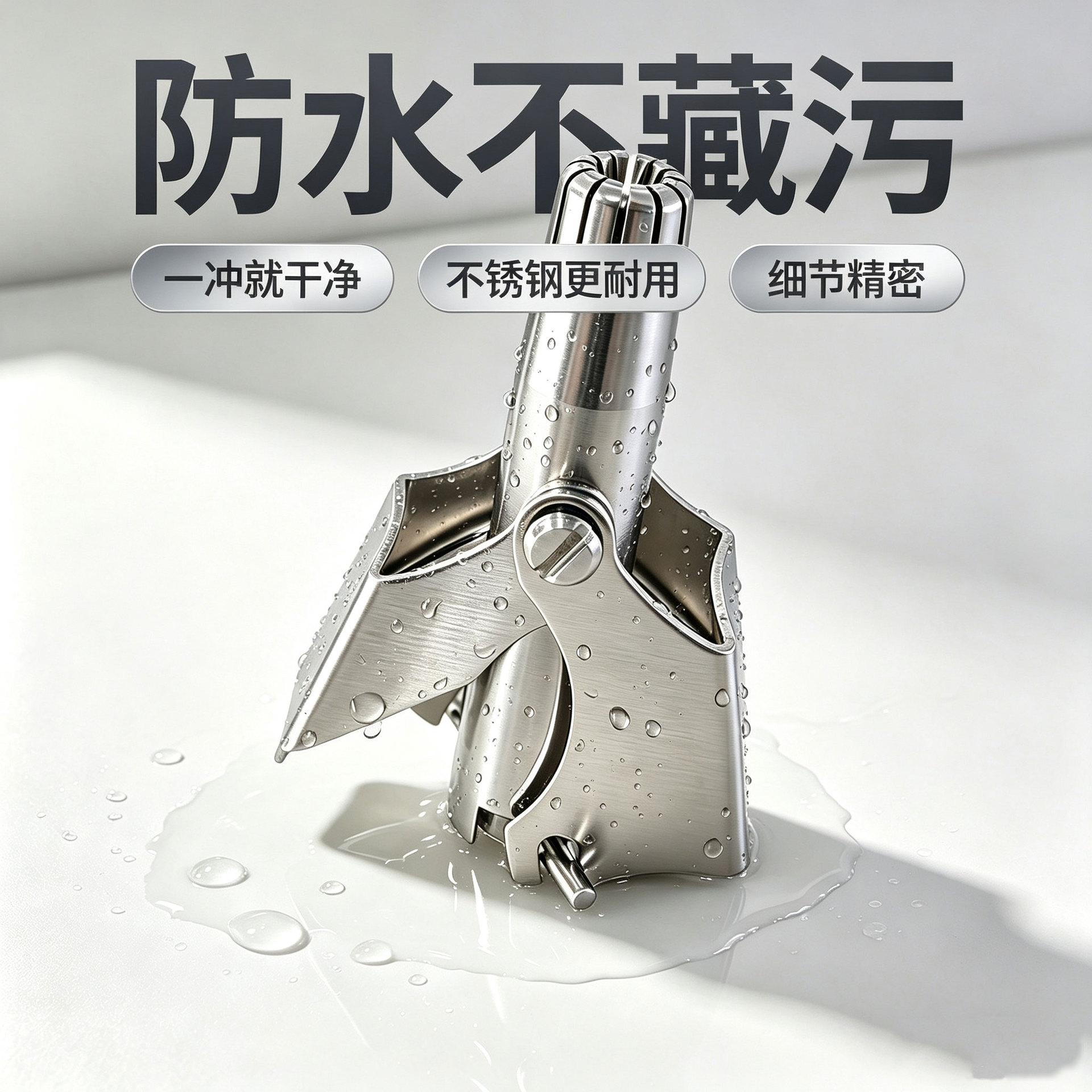 Stainless steel nose hair trimmer is fully washable, portable, manual nose hair cleaner, unisex and easy to clean