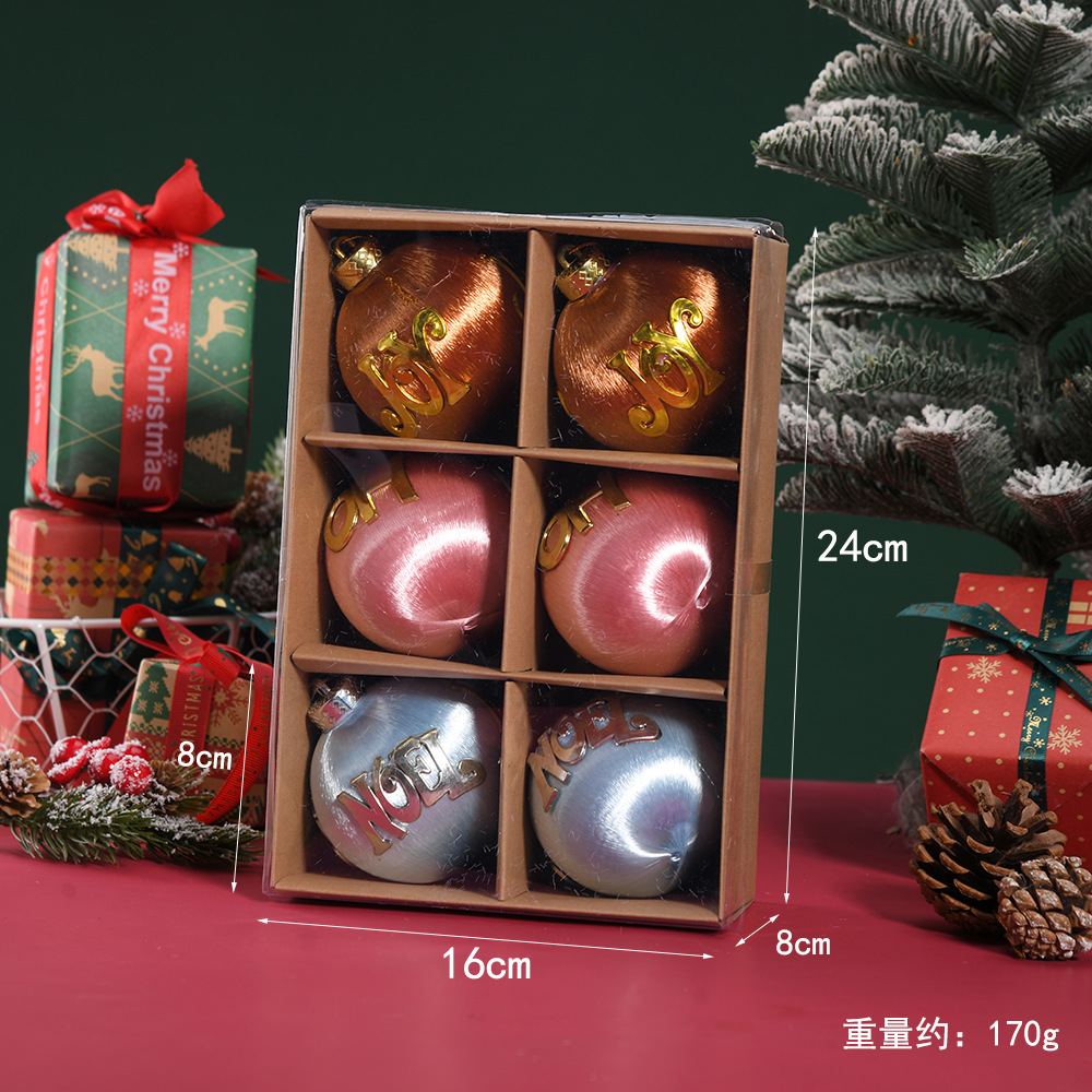 Explosiones transfronterizas de Navidad 6 bolas de color en caja de árbol de Navidad colgante creativo diseño de bolas colgantes