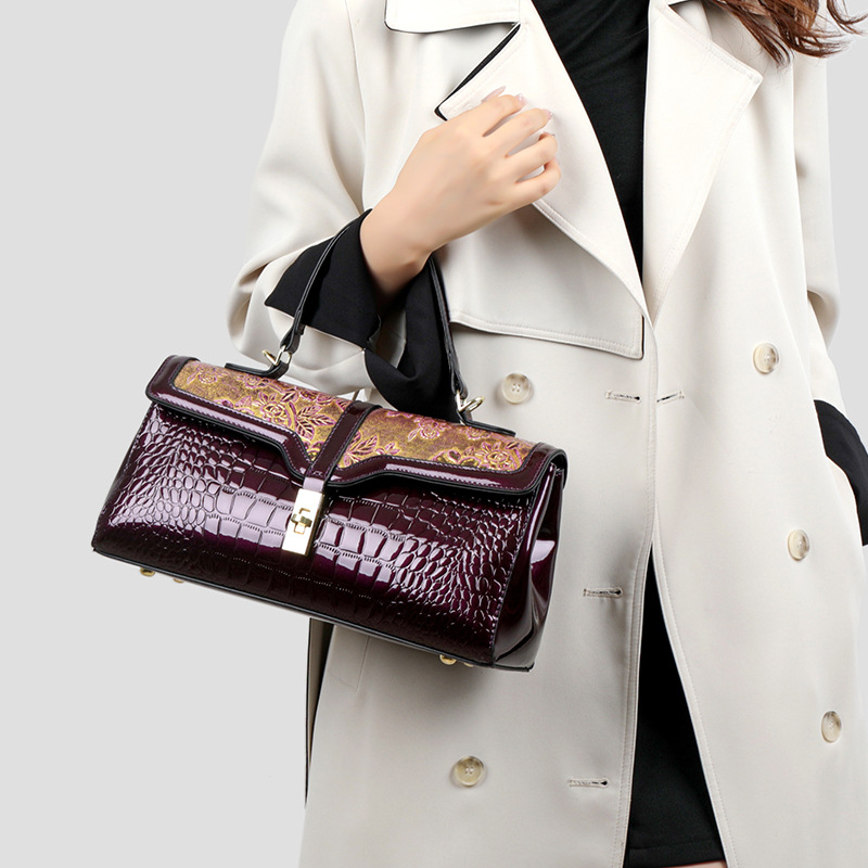 Bolso de las mujeres de gran capacidad de cocodrilo patrón bolso de mano de moda europea y americana retro bolso de hombro de sentido alto bolsa de mensajero