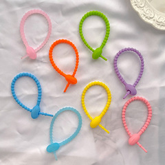 彩色硅膠扎帶蝌蚪扎帶可拉伸整理繞線器鑰匙圈DIY掛飾鑰匙扣飾品