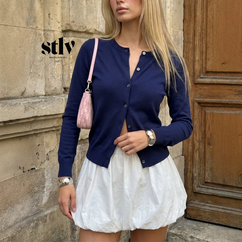 Cross-Border European and American Style Knitted Button Cardigan, Versatile and Elegant, Thin Casual Round-Neck Design, Solid Color Sweater Jacket for Women Cross-Border European and American Style Knitted Button Cardigan, Versatile and Elegant, Thin Casual Round-Neck Design, Solid Color Sweater Jacket for Women