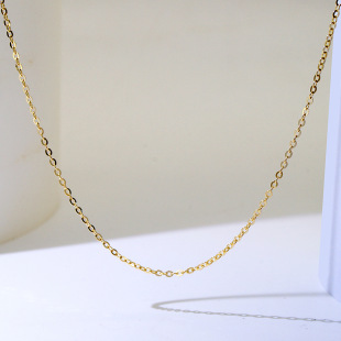 9K Real Gold Calendered Cross Chain Necklace High-End Women's Chain Accessories Jewelry Clavicle Chain Women's Necklace Thin Chain Accessories