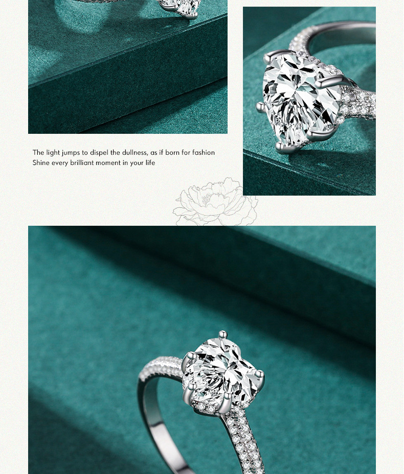 Zircon Inlay Material Rings Classification 1 Piece Quantity Daily Occasion Silver Material 1 Piece Silver Heart Shape Zircon Rings