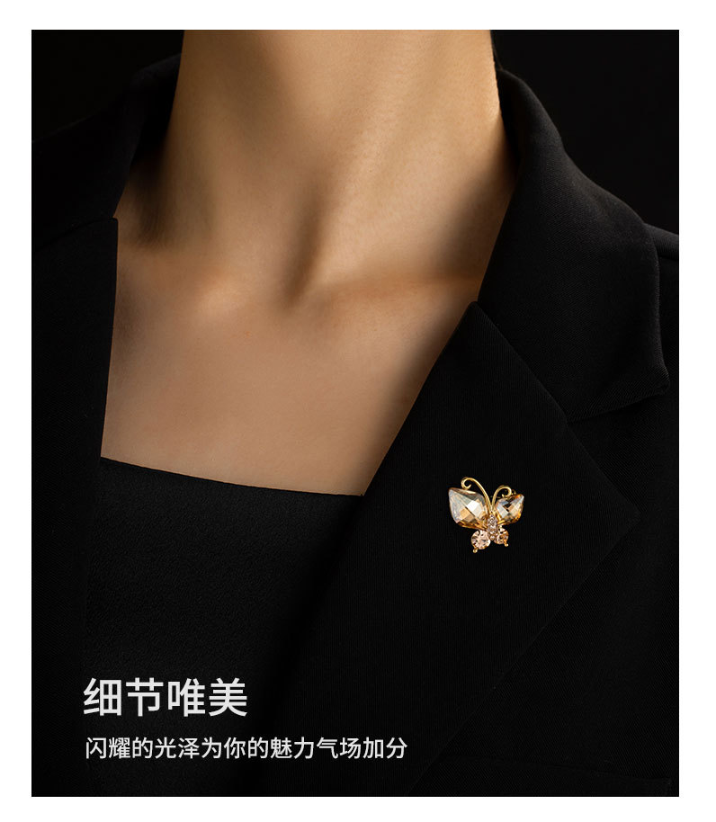 高级感水晶蝴蝶胸针新小众独特简约昆虫胸花爆款别针西