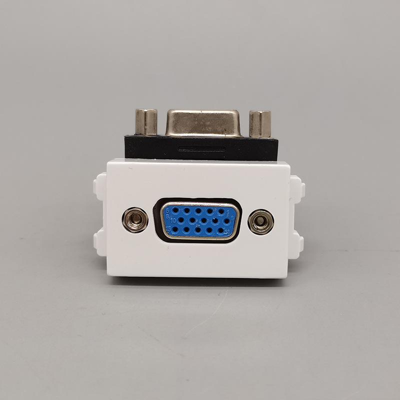 128型VGA弯头模块直插90度L型母对母直插显示器投影仪插座86型