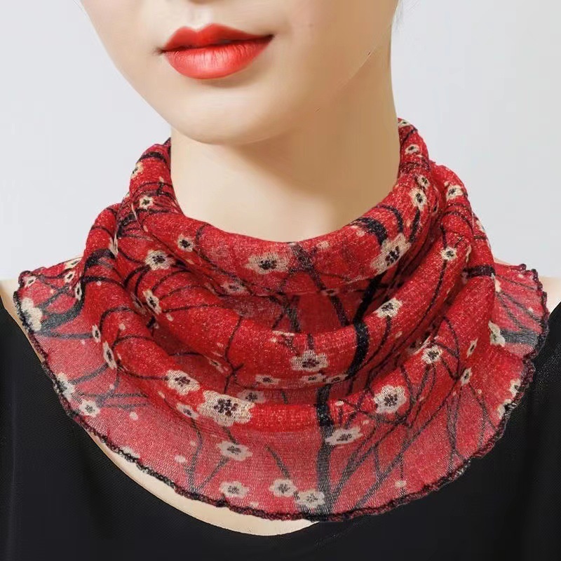 Cuello de orejas de alambre de oro para mujeres primavera y verano universal protector solar cuello de cuello multifuncional velo de cuello de cubierta de cabeza de seda pequeña bufalla