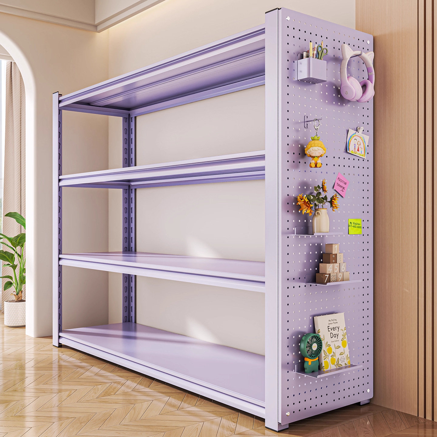 Household Purple Storage Rack Steel Shelf Floor-Standing Multi-Layer Storage Rack Kitchen Balcony Storage Rack Supermarket Display Rack